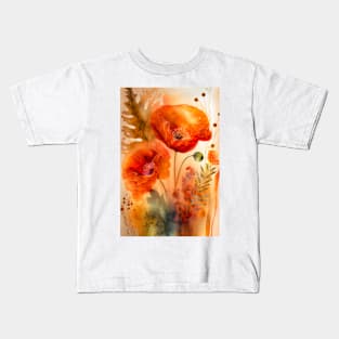 Poppies Watercolor Kids T-Shirt